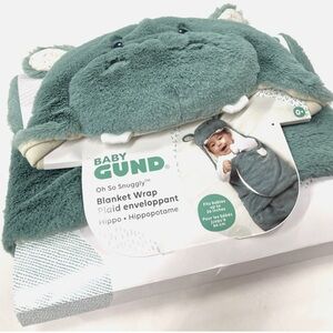 16 Pieces Gund Oh So Snuggly Hippo Plush Hooded Baby Blanket Wrap for Up to 26"
